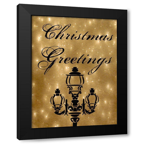 Christmas Greetings Black Modern Wood Framed Art Print by Lewis, Sheldon