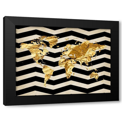 Mapped Out Black Modern Wood Framed Art Print by Lewis, Sheldon