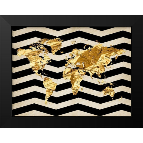 Mapped Out Black Modern Wood Framed Art Print by Lewis, Sheldon