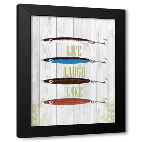 Live Laugh Lake Black Modern Wood Framed Art Print with Double Matting by Lewis, Sheldon