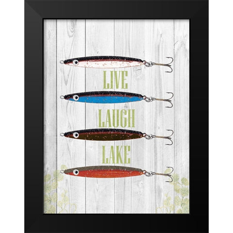 Live Laugh Lake Black Modern Wood Framed Art Print by Lewis, Sheldon