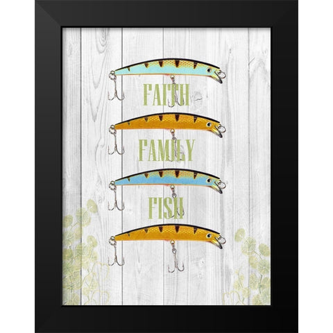 Faith Family Fish Black Modern Wood Framed Art Print by Lewis, Sheldon