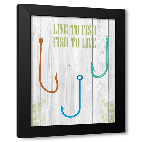 Live To Fish Black Modern Wood Framed Art Print with Double Matting by Lewis, Sheldon