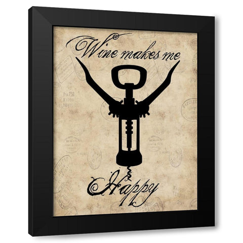 Happy Wine Black Modern Wood Framed Art Print with Double Matting by Lewis, Sheldon
