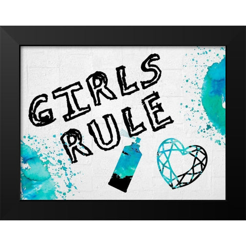 Girls Rule 2 Black Modern Wood Framed Art Print by Lewis, Sheldon