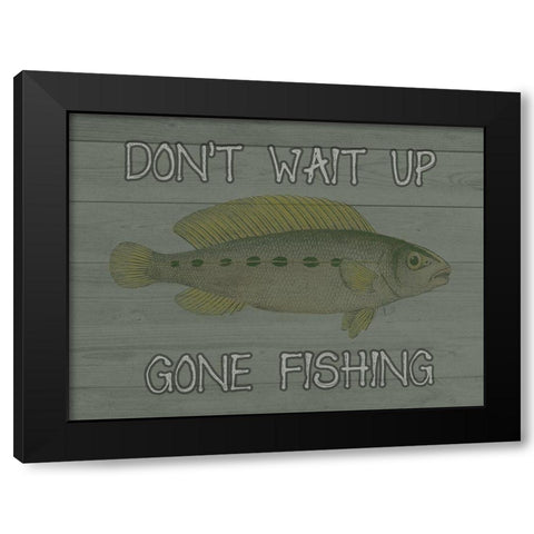 Fishing Black Modern Wood Framed Art Print by Lewis, Sheldon