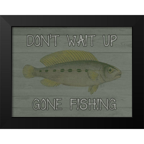 Fishing Black Modern Wood Framed Art Print by Lewis, Sheldon