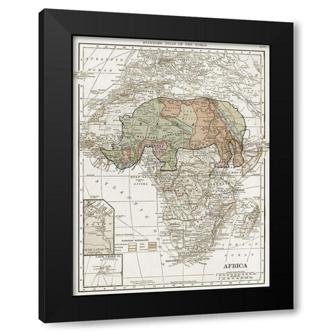 Safari Map Black Modern Wood Framed Art Print by Lewis, Sheldon