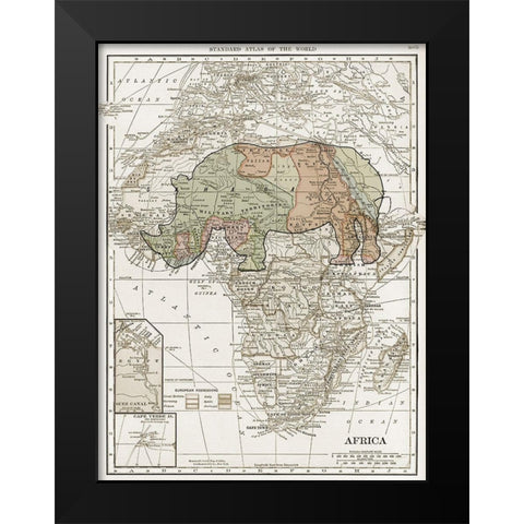 Safari Map Black Modern Wood Framed Art Print by Lewis, Sheldon