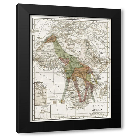 Safari Map 2 Black Modern Wood Framed Art Print with Double Matting by Lewis, Sheldon