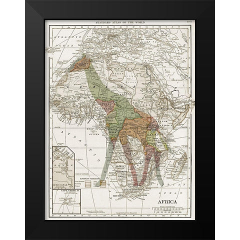 Safari Map 2 Black Modern Wood Framed Art Print by Lewis, Sheldon