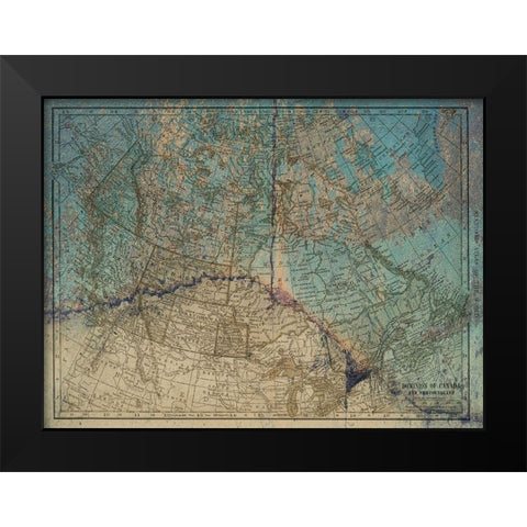 Blue Blue Map Canada Black Modern Wood Framed Art Print by Lewis, Sheldon