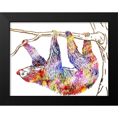 Sloth Machine Black Modern Wood Framed Art Print by Lewis, Sheldon