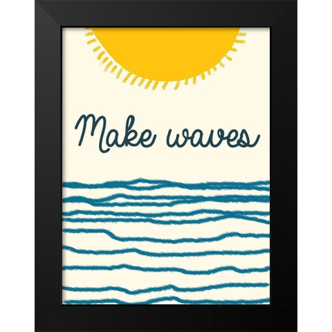 Waves Black Modern Wood Framed Art Print by Lewis, Sheldon