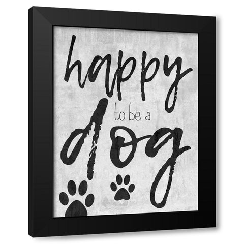 Happy Dog Black Modern Wood Framed Art Print by Lewis, Sheldon