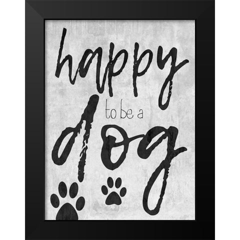 Happy Dog Black Modern Wood Framed Art Print by Lewis, Sheldon