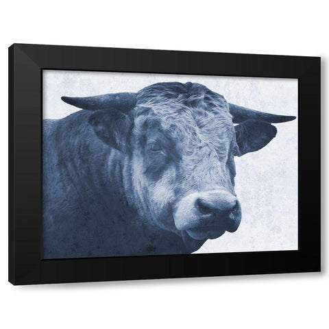Tone And Tonal Bull Black Modern Wood Framed Art Print with Double Matting by Lewis, Sheldon