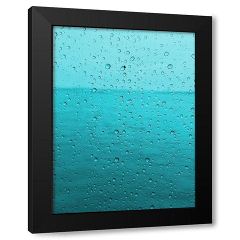 Teal Rain Drops Black Modern Wood Framed Art Print by Lewis, Sheldon