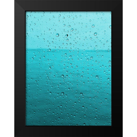 Teal Rain Drops Black Modern Wood Framed Art Print by Lewis, Sheldon