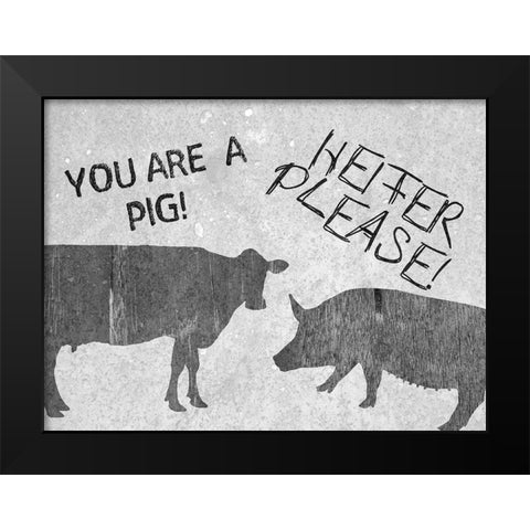 Heifer Please! Black Modern Wood Framed Art Print by Lewis, Sheldon