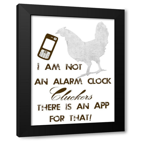 Rooster Black Modern Wood Framed Art Print with Double Matting by Lewis, Sheldon