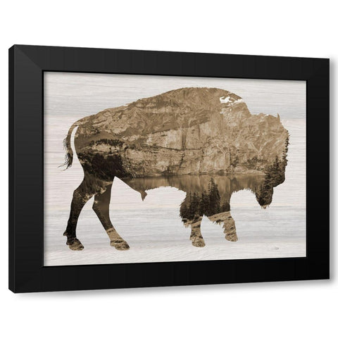Western Mountain Black Modern Wood Framed Art Print by Lewis, Sheldon