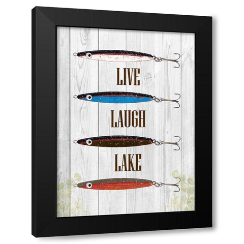 Live Laugh Lake Black Modern Wood Framed Art Print by Lewis, Sheldon