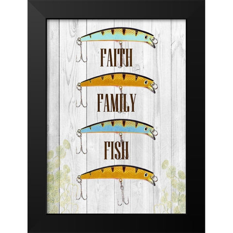 Faith Family Fish Black Modern Wood Framed Art Print by Lewis, Sheldon