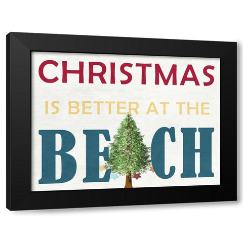 Christmas At The Beach Black Modern Wood Framed Art Print by Lewis, Sheldon