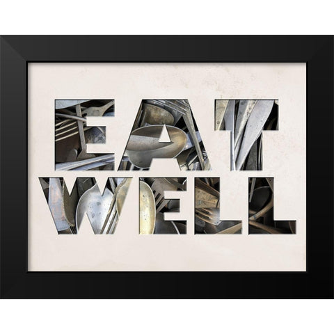 Eat Well Black Modern Wood Framed Art Print by Lewis, Sheldon