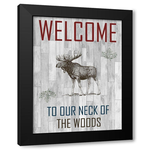 Welcome To The Woods Black Modern Wood Framed Art Print with Double Matting by Lewis, Sheldon