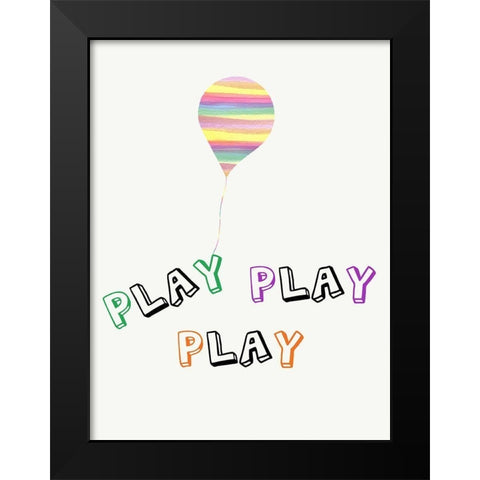 Play Play Play Black Modern Wood Framed Art Print by Lewis, Sheldon