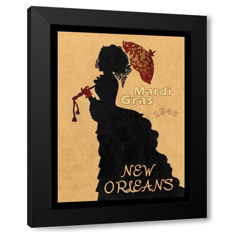 1945 Mardi Gras Black Modern Wood Framed Art Print with Double Matting by Lewis, Sheldon