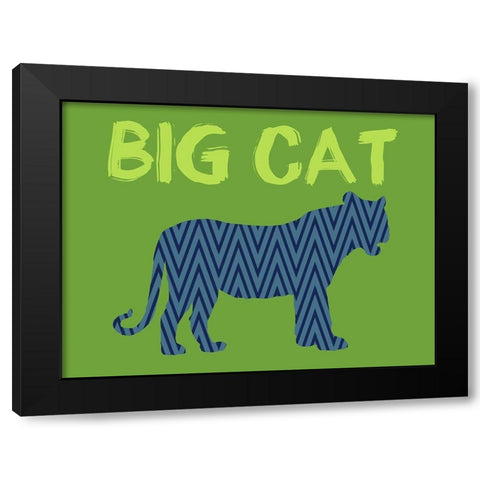 Big Cat Black Modern Wood Framed Art Print with Double Matting by Lewis, Sheldon