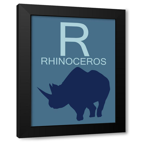 Rhino Black Modern Wood Framed Art Print by Lewis, Sheldon