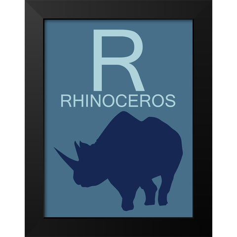 Rhino Black Modern Wood Framed Art Print by Lewis, Sheldon