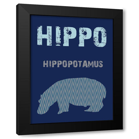Hippo Black Modern Wood Framed Art Print with Double Matting by Lewis, Sheldon