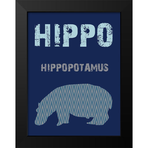 Hippo Black Modern Wood Framed Art Print by Lewis, Sheldon