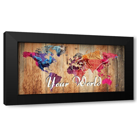 Big World Black Modern Wood Framed Art Print with Double Matting by Lewis, Sheldon