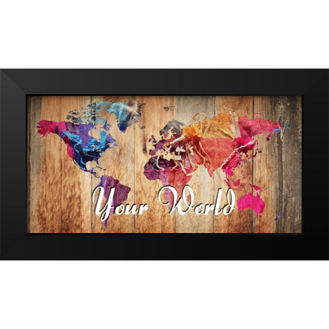 Big World Black Modern Wood Framed Art Print by Lewis, Sheldon