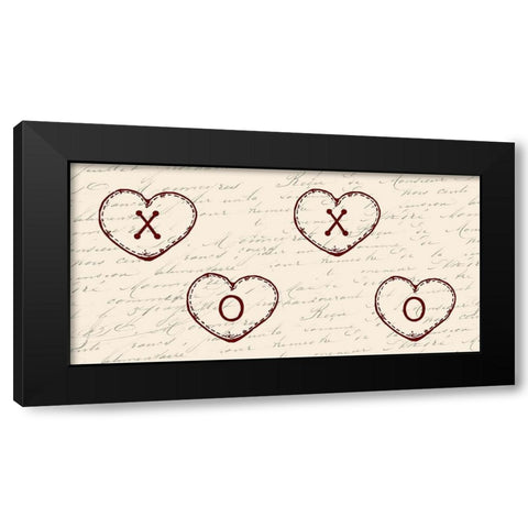 X and O Black Modern Wood Framed Art Print by Lewis, Sheldon
