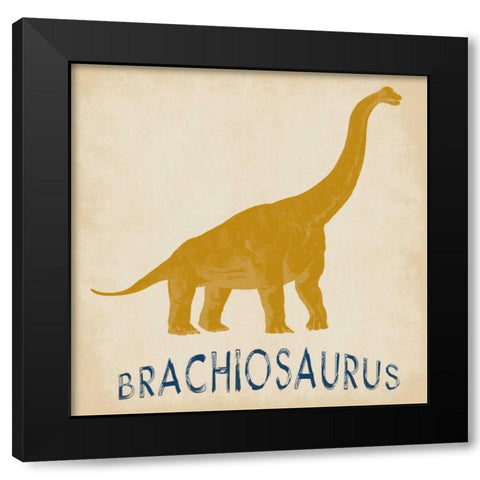Brachiosaurus Dino Black Modern Wood Framed Art Print with Double Matting by Lewis, Sheldon
