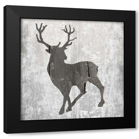 Buck Hunt Gray Black Modern Wood Framed Art Print with Double Matting by Lewis, Sheldon