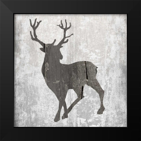 Buck Hunt Gray Black Modern Wood Framed Art Print by Lewis, Sheldon