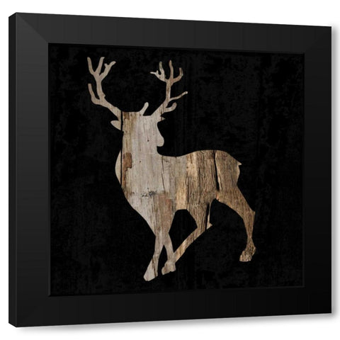 Buck Hunt Silhouette Black Modern Wood Framed Art Print with Double Matting by Lewis, Sheldon