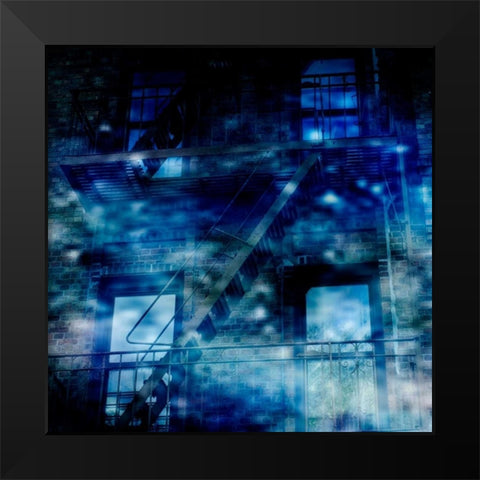 Midnight Blues Black Modern Wood Framed Art Print by Lewis, Sheldon