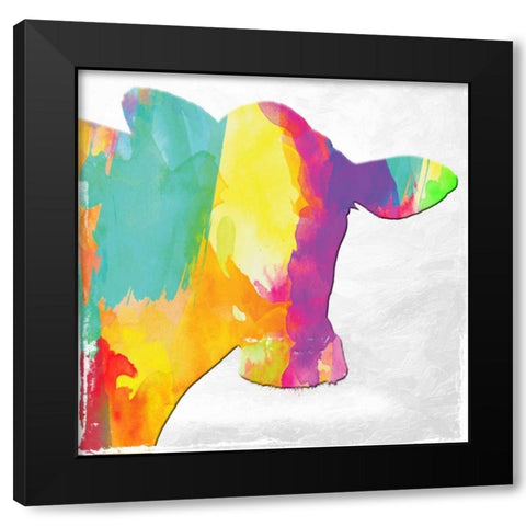Colorful Moo Black Modern Wood Framed Art Print by Lewis, Sheldon