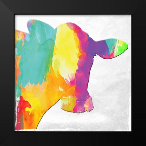 Colorful Moo Black Modern Wood Framed Art Print by Lewis, Sheldon