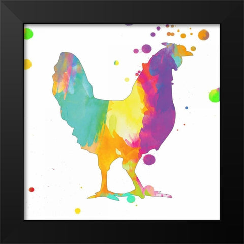 Bubbly Rooster Black Modern Wood Framed Art Print by Lewis, Sheldon
