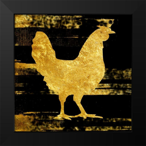 Rich Rooster Black Modern Wood Framed Art Print by Lewis, Sheldon